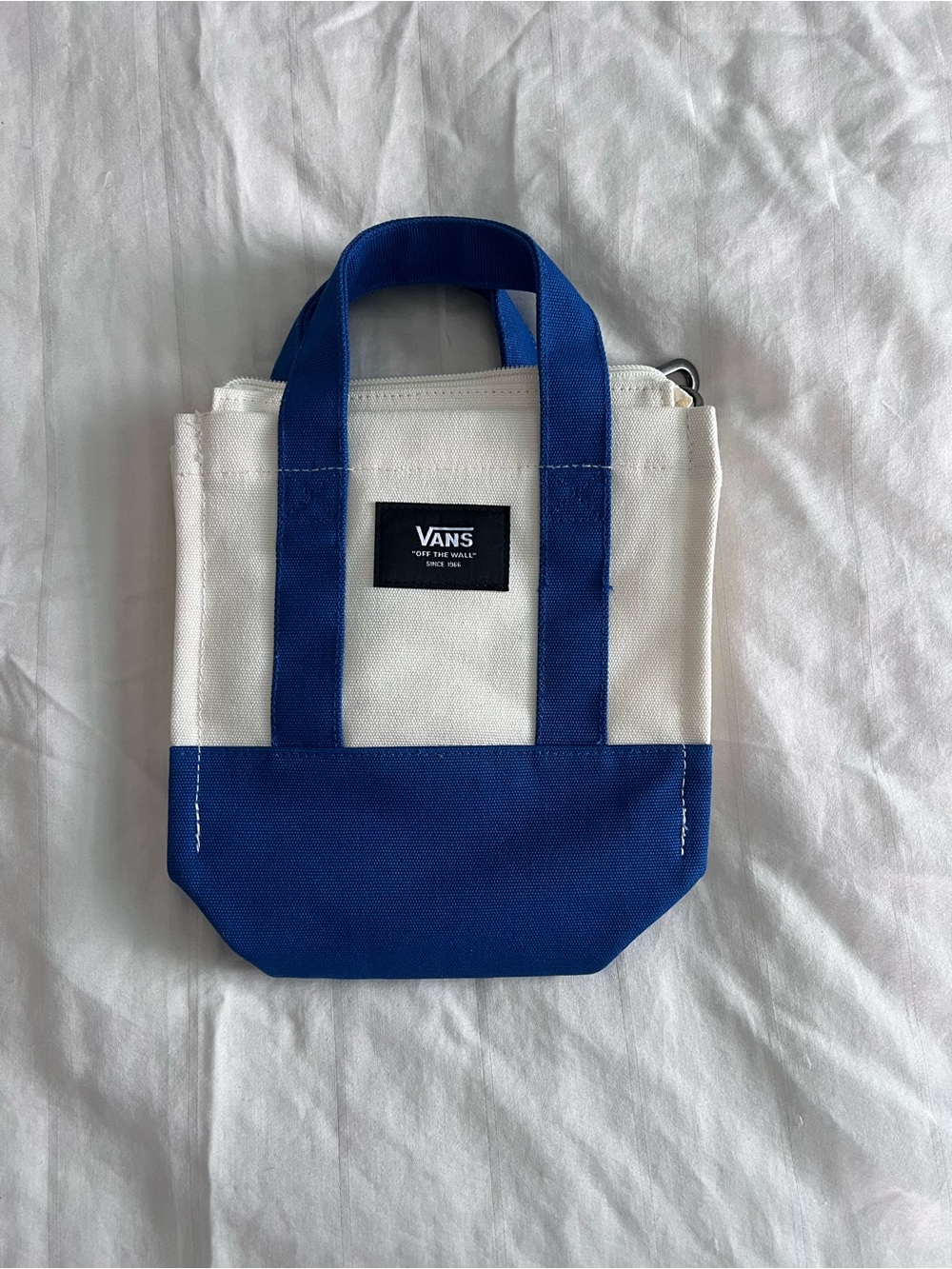 Vans White and Blue Canvas Mini Tote